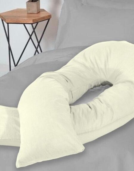 Cream U Shaped Pregnancy Pillow & Pillowscase / Cover